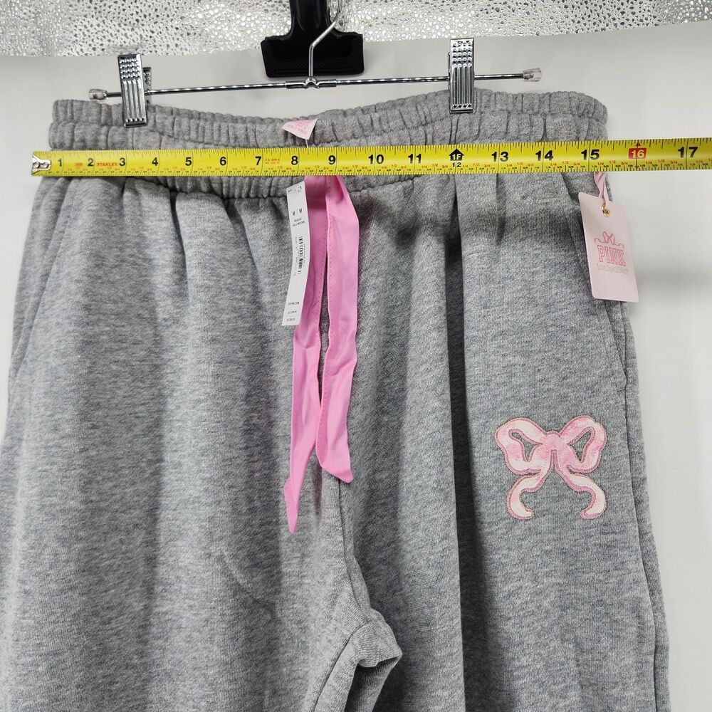 PINK x LoveShackFancy M Long Heather Grey Wide Leg Sweatpants NWT - Picture 7 of 8